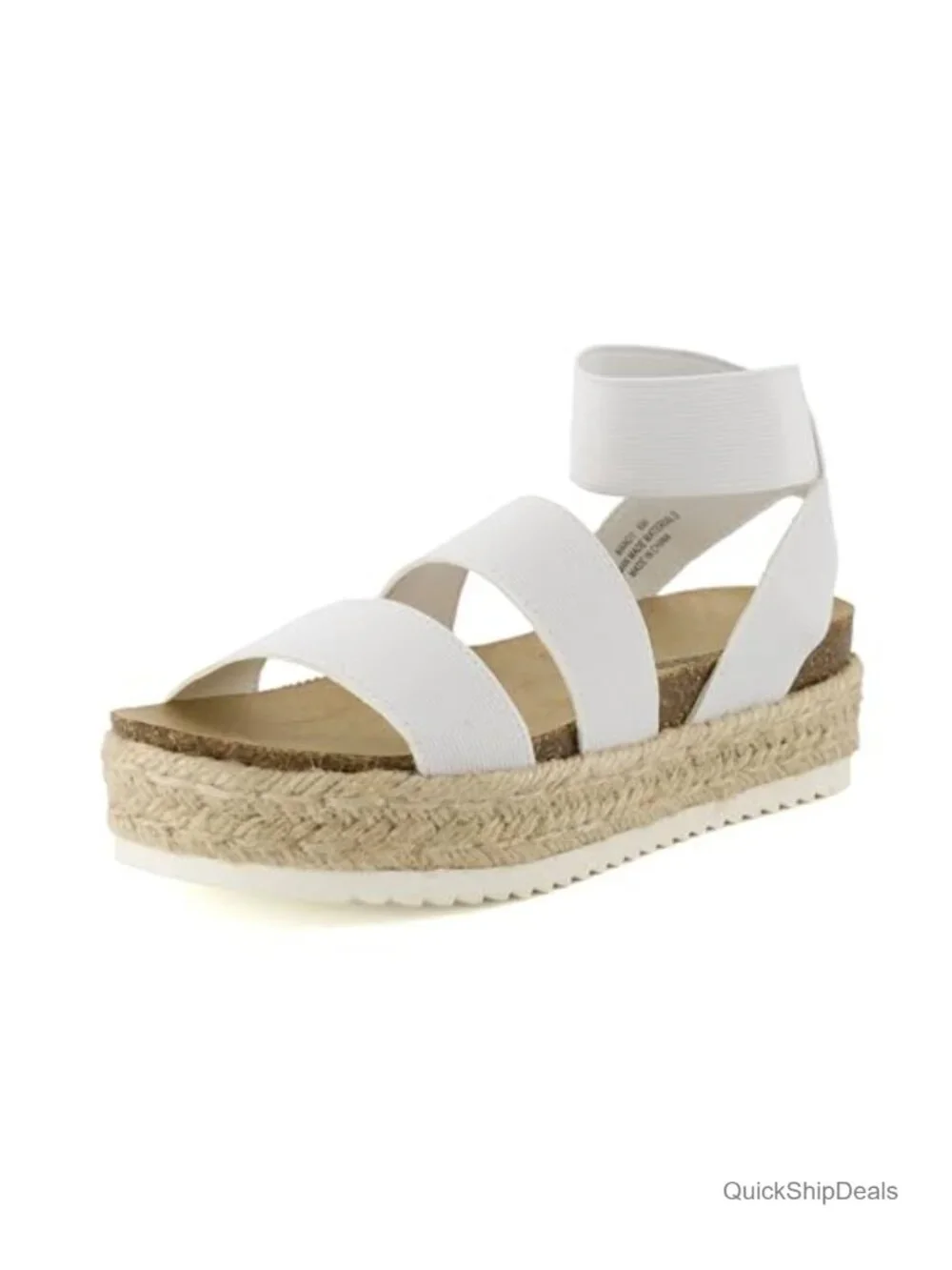 Espadrille Wedge Sandals - Platform with Ankle Strap - Comfort Cushioned Footbed